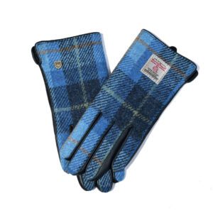 Harris Tweed Ladies Gloves - Blue Tartan